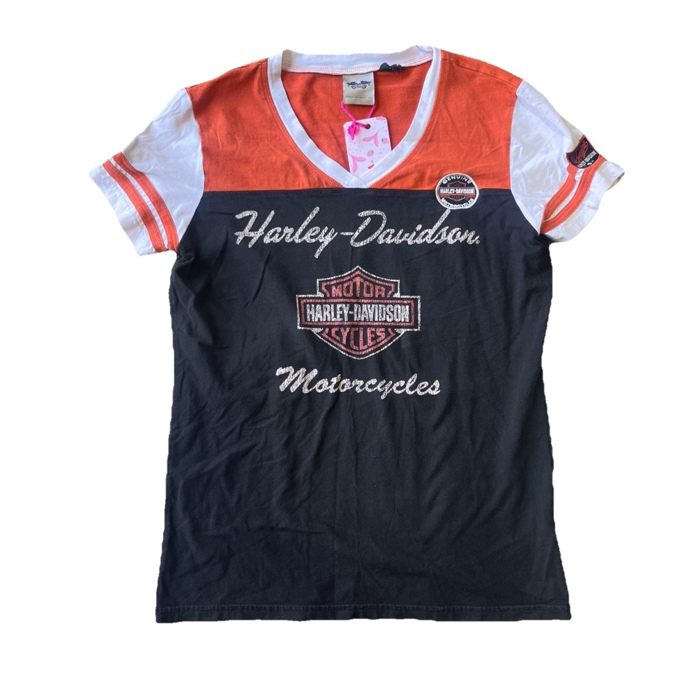Harley Davidson Grunge Biker Alt V Neck Blouse